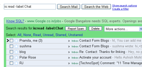 Gmail read minus chat