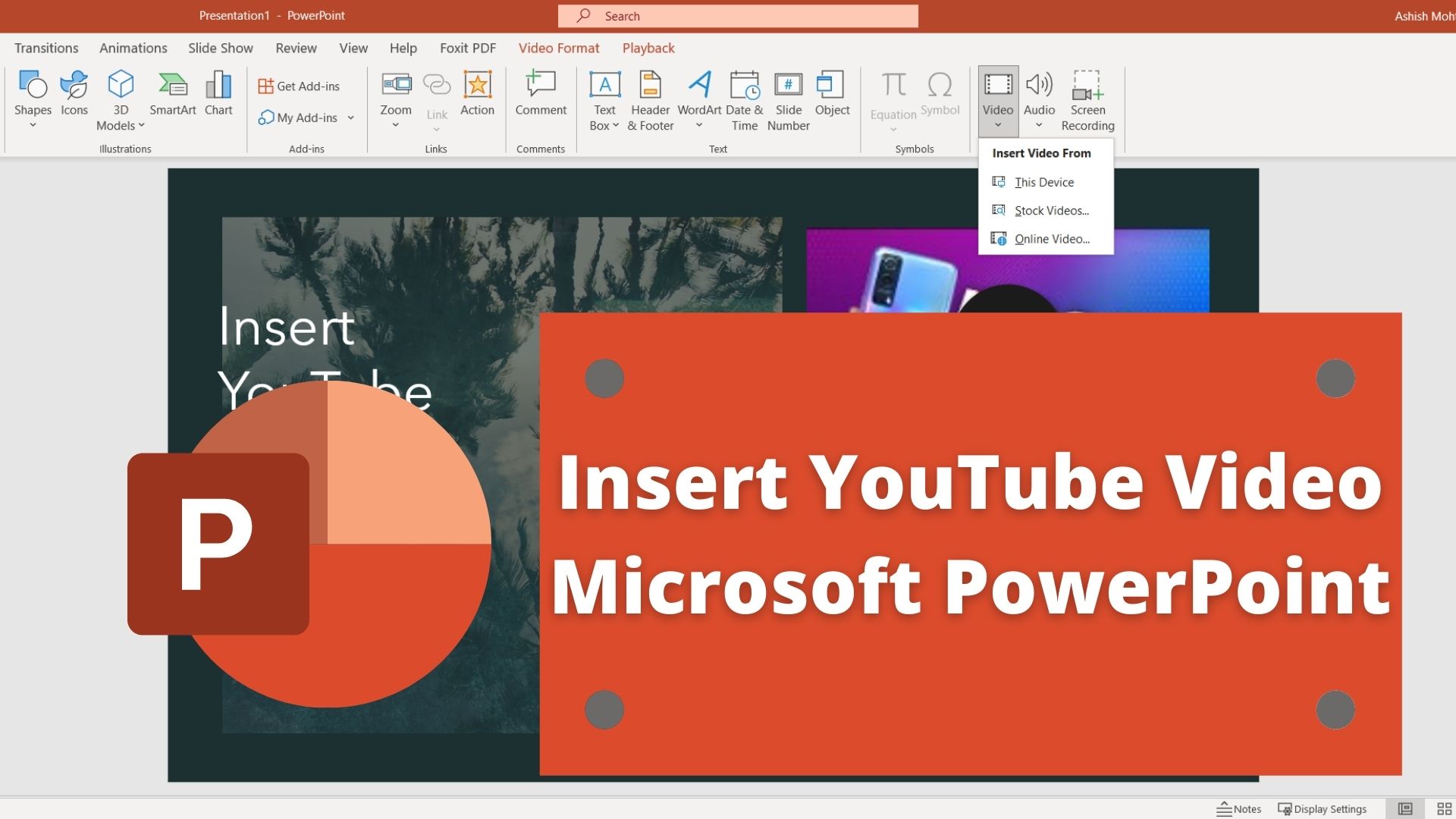 how to add a video link to powerpoint from youtube