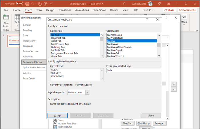 Office Customize Keyboard Shortcuts