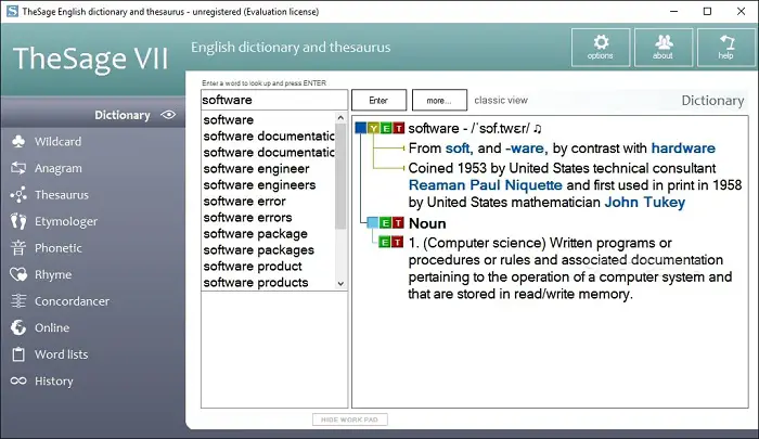 TheSage English Dictionary for Windows