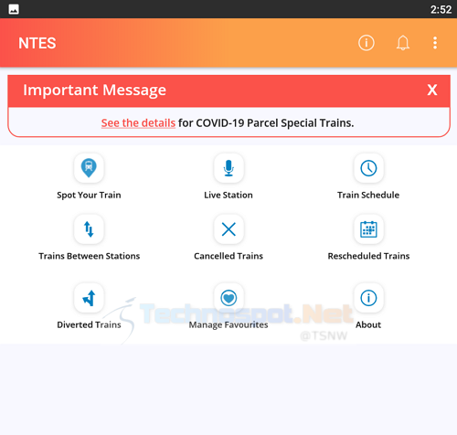 NTES app to find running train status