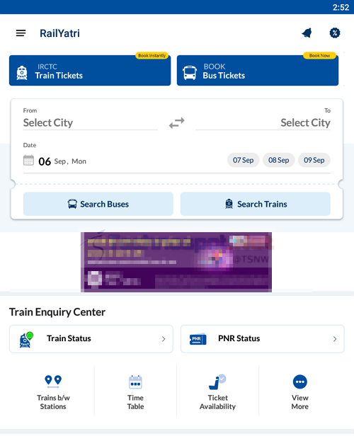 RailYatri App to find running train status