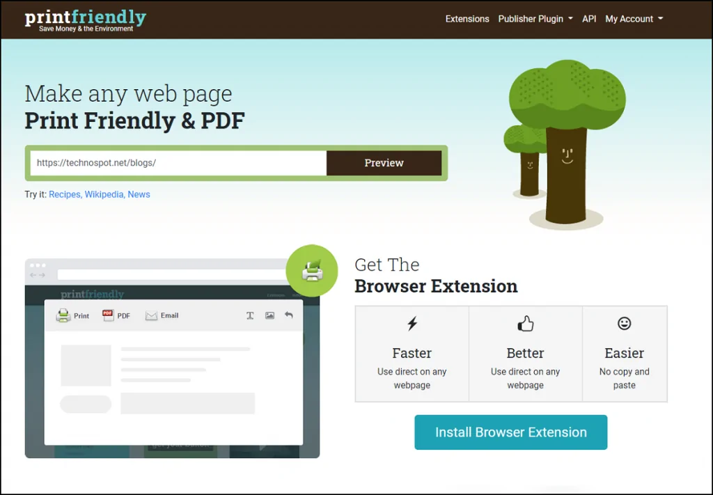 Edit and optimize web page before printing with Print Friendly