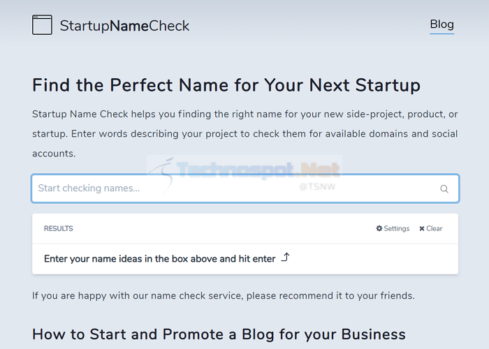 Startup Name Check