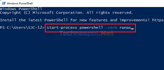 Open PowerShell Admin from terminal