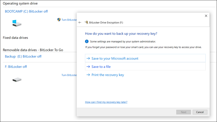 BitLocker Password Save to Microsoft Account
