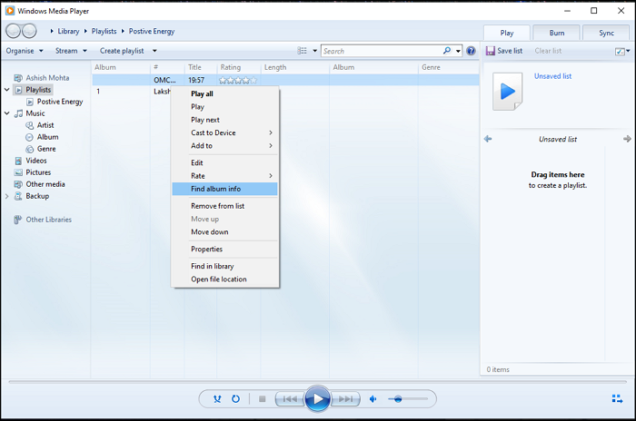 create playlist windows media player