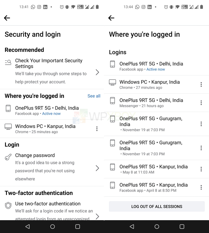 facebook report unauthorized login