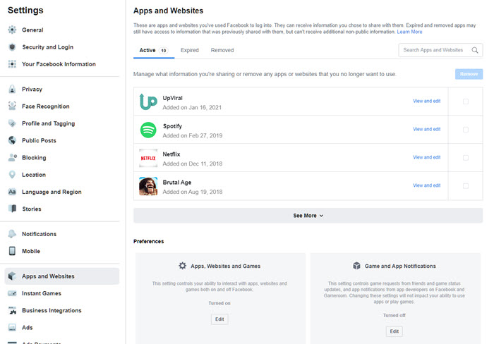 Facebook Privacy Settings Apps and Websites