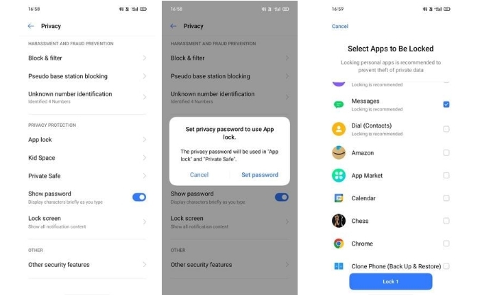 Select the apps Lock and Hide Apps and Files in Realme