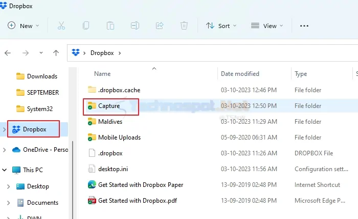 Access Dropbox Screenshots From Capture Folder