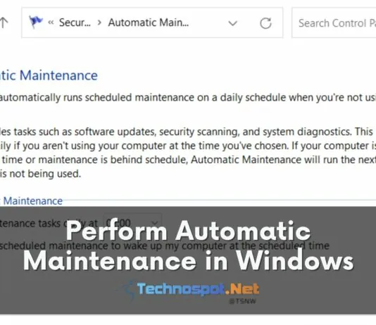 Perform Automatic Maintenance in Windows