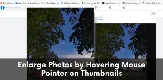 Enlarge Photos by Hovering Mouse Pointer on Thumbnails