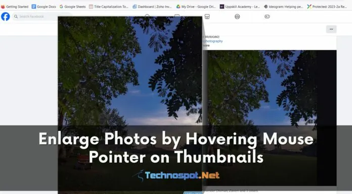 Enlarge Photos by Hovering Mouse Pointer on Thumbnails