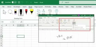 How to show hide ink in Excel Word