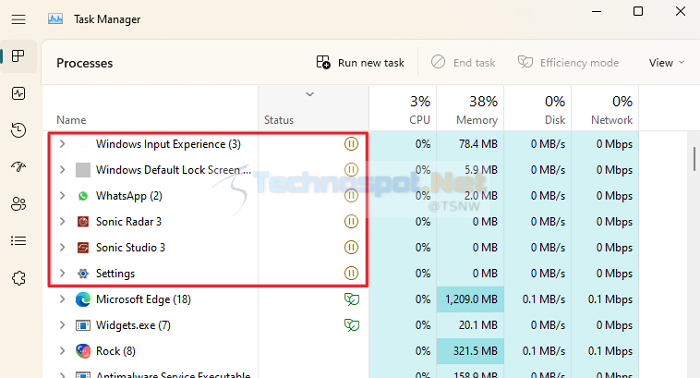 Windows Task Manager Suspneded Programs Task Manager