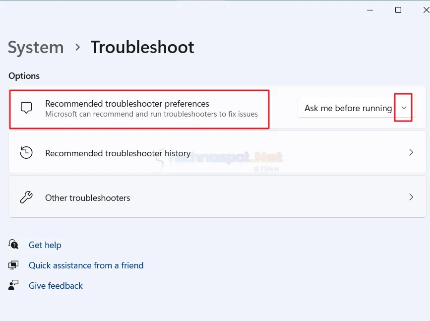 Recommended Troubleshooter Preferences