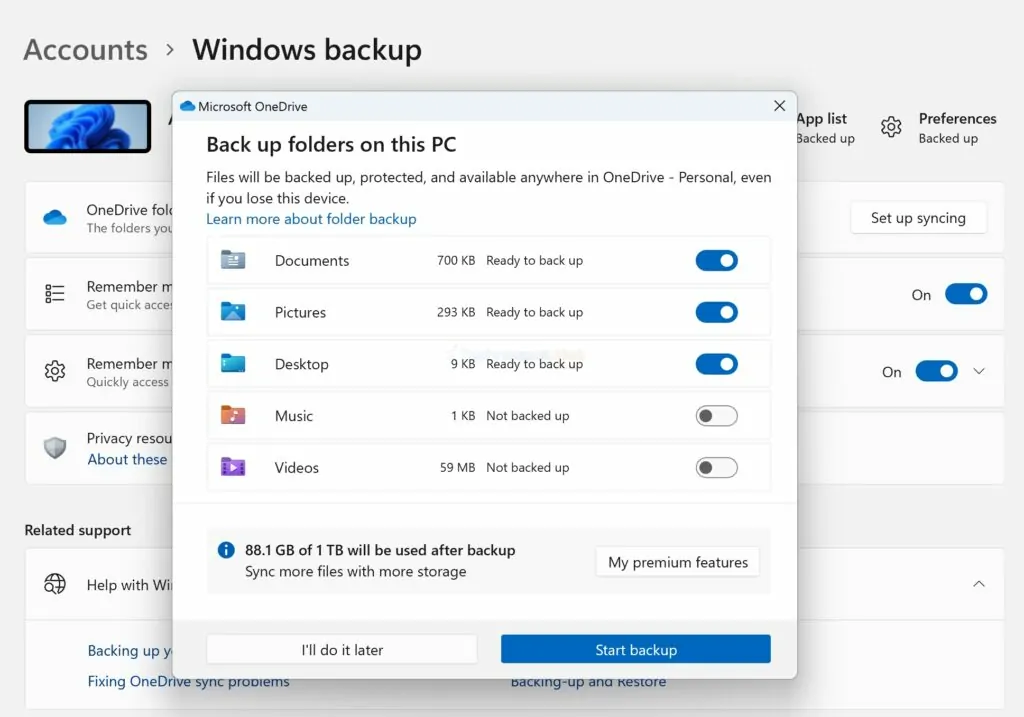 Select Follders to Backup Folder in Windows