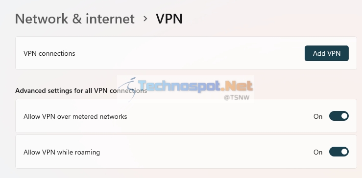 VPN Settings Windows