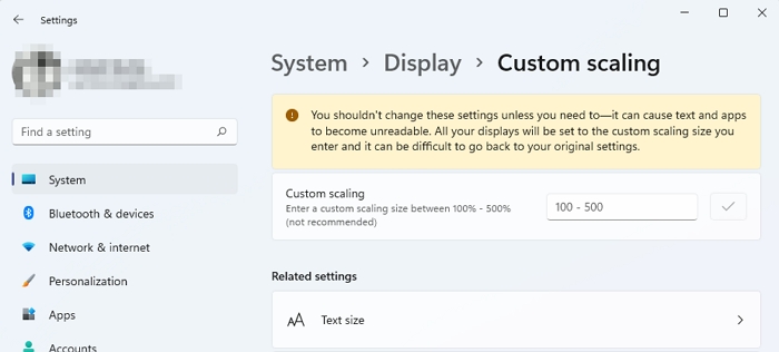 Custom Scaling Windows