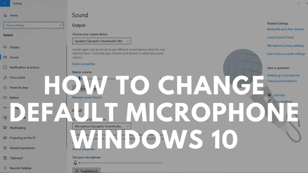 change default microphone windows 10