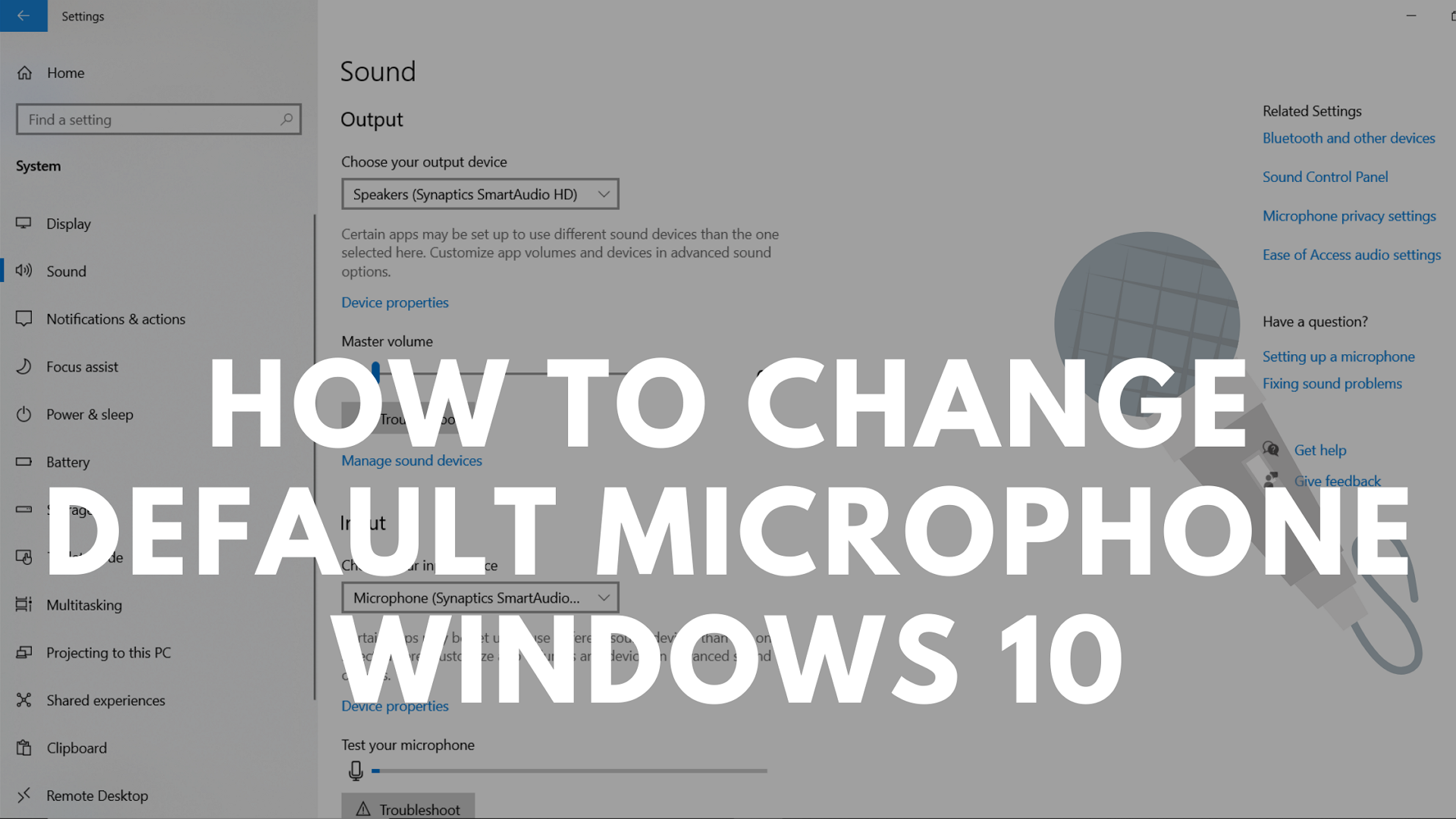 how to change default microphone windows 10