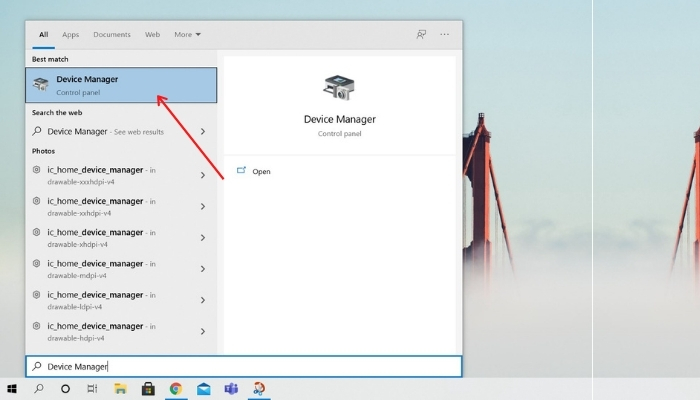 Open Device Manager Start Search Box