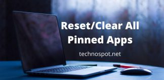 Reset Clear All Pinned Apps