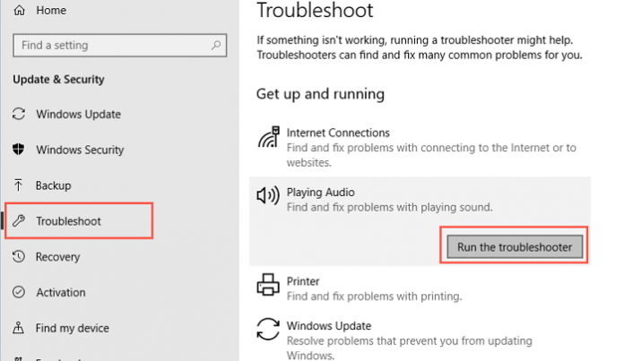 how to reset audio devices windows 10