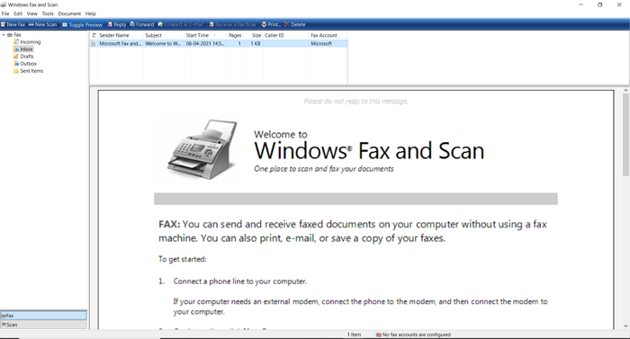 Windows Fax and Scan App