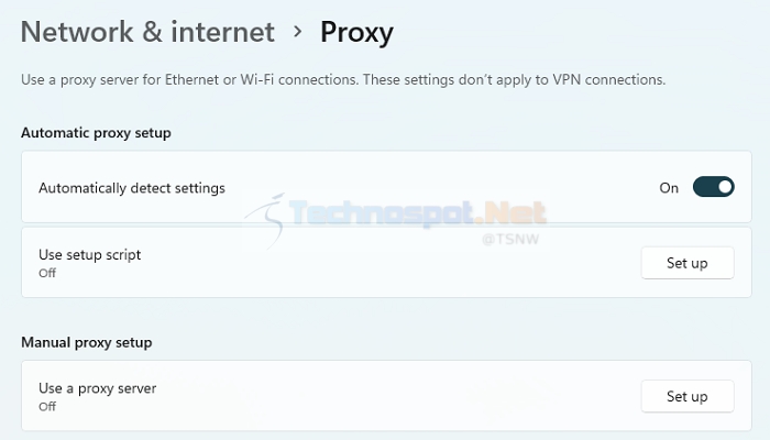Setup Network proxy Windows