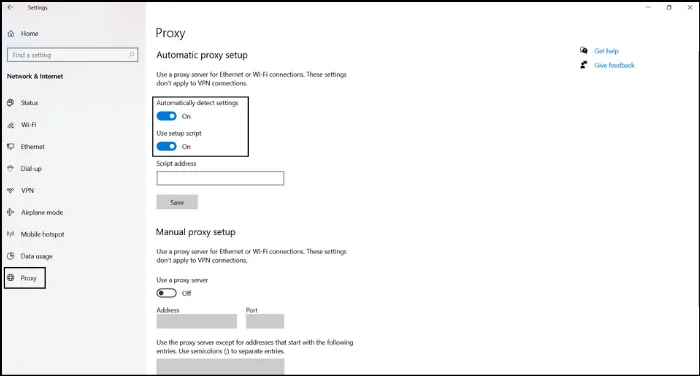 set proxy automatically in windows 10