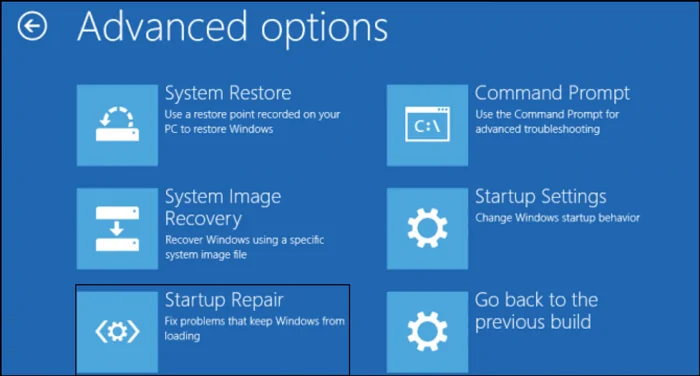 startup repair advanced options Windows 11/10