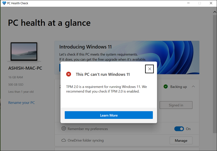 PC Health Check App Exact Reason Windows 11 Upgrade