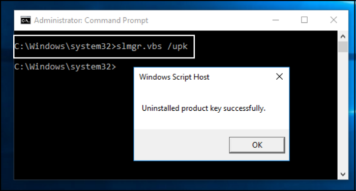 Uninstall the Windows 10 license product key