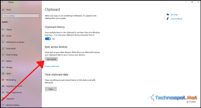 sync clipboard history settings Windows 10 and Windows 11