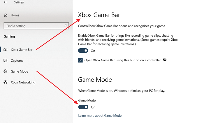 Disable game mode xbox game bar