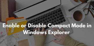 Enable or Disable Compact Mode in Windows Explorer
