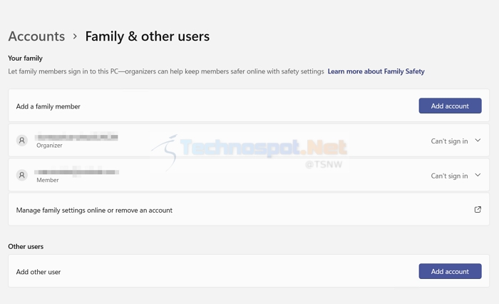 Manage Users Windows Accounts Settings