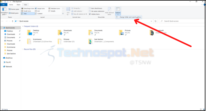 change folder options and settings in Windows