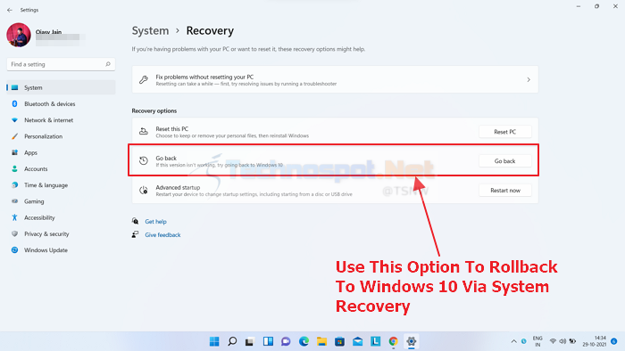 Downgrade Windows With The System Recovery Method