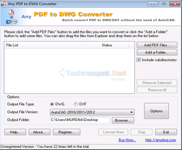 AnyDWG PDF to DWG converter