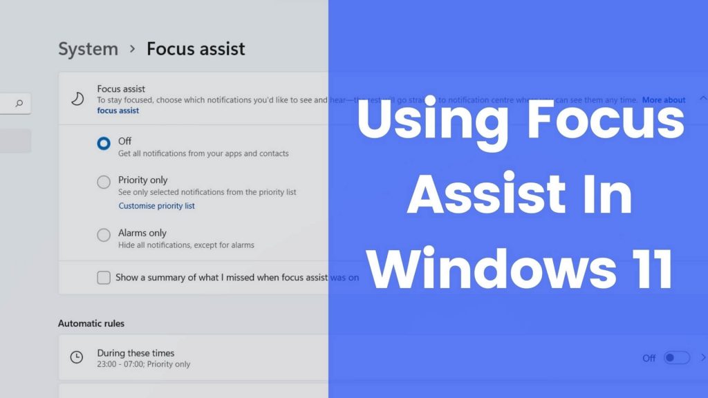 Focus Assist Guide Windows