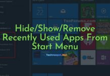 Remove recently added apps from the start menu