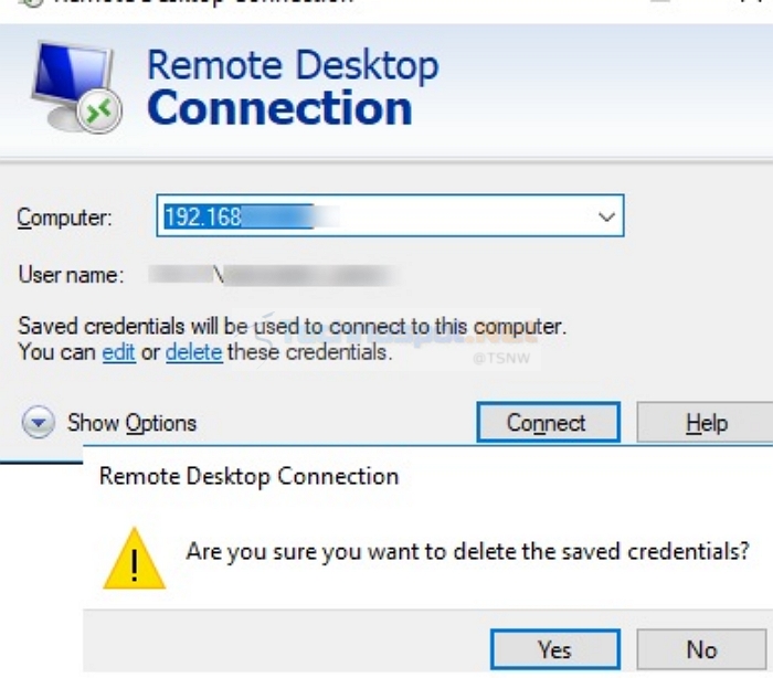 Reset Remote Desktop Credentials