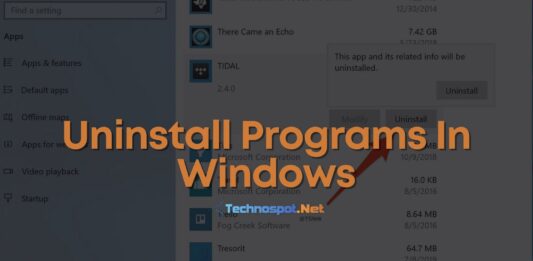 Uninstall Programs In Windows