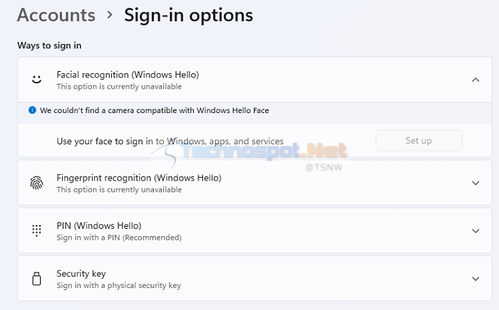 Windows Hello Account Setup