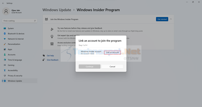 Windows Insider Program Link An Account