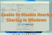 Enable Or Disable Nearby Sharing In Windows