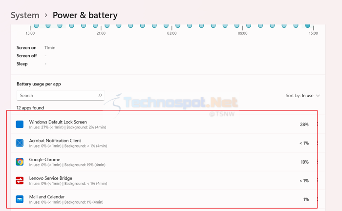 Check Battery Usage Per App In Windows Settings